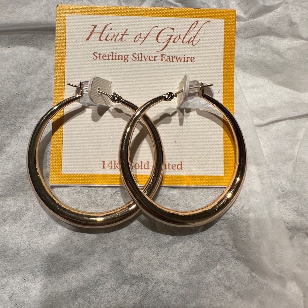 New gold tone sterling silver hoop earrings